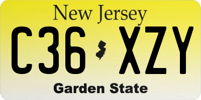 NJ license plate C36XZY