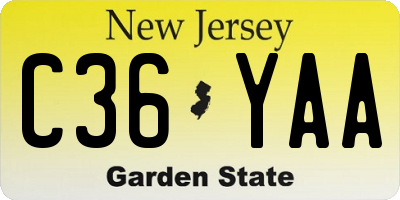 NJ license plate C36YAA
