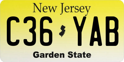 NJ license plate C36YAB