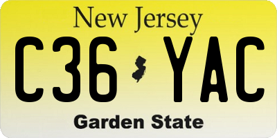 NJ license plate C36YAC