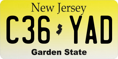 NJ license plate C36YAD