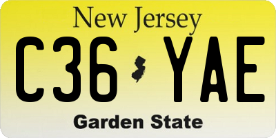 NJ license plate C36YAE