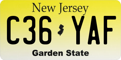 NJ license plate C36YAF
