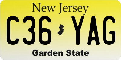 NJ license plate C36YAG