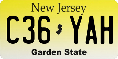 NJ license plate C36YAH
