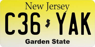NJ license plate C36YAK