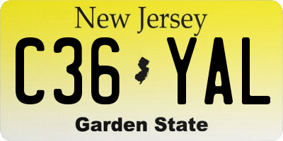NJ license plate C36YAL