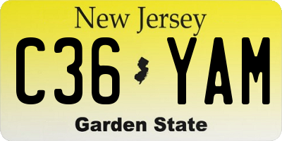 NJ license plate C36YAM