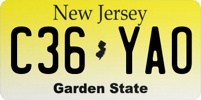 NJ license plate C36YAO