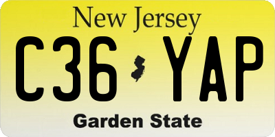 NJ license plate C36YAP