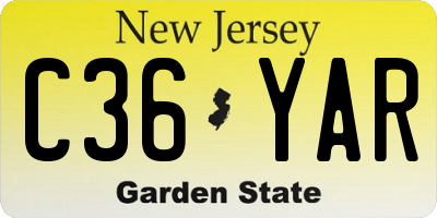 NJ license plate C36YAR