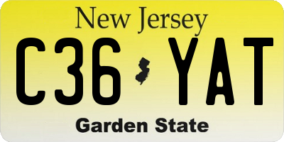 NJ license plate C36YAT