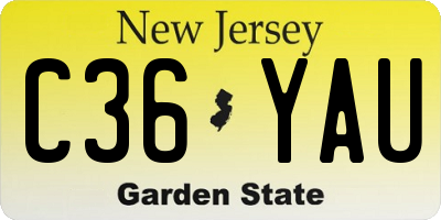 NJ license plate C36YAU
