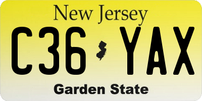 NJ license plate C36YAX