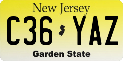 NJ license plate C36YAZ