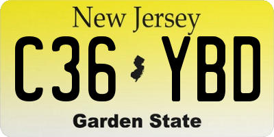 NJ license plate C36YBD