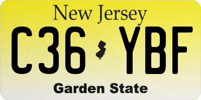 NJ license plate C36YBF