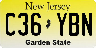 NJ license plate C36YBN