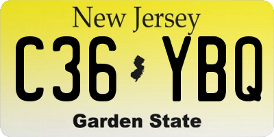 NJ license plate C36YBQ