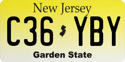 NJ license plate C36YBY