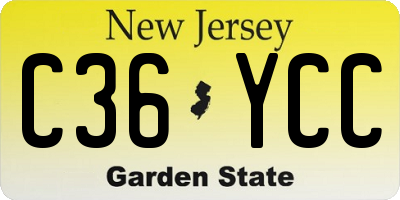 NJ license plate C36YCC