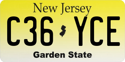 NJ license plate C36YCE
