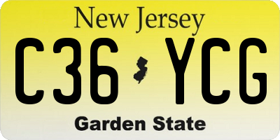 NJ license plate C36YCG