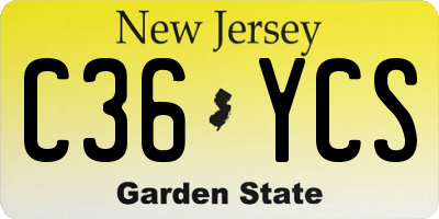NJ license plate C36YCS