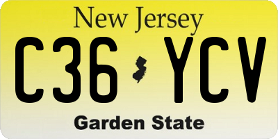 NJ license plate C36YCV