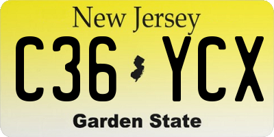 NJ license plate C36YCX