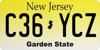 NJ license plate C36YCZ