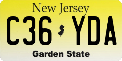 NJ license plate C36YDA