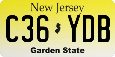 NJ license plate C36YDB