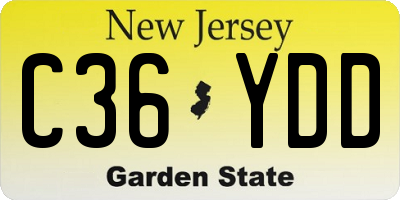 NJ license plate C36YDD