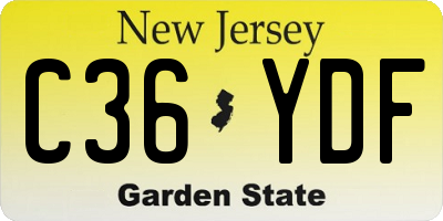 NJ license plate C36YDF