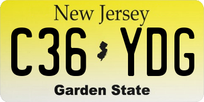 NJ license plate C36YDG