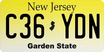 NJ license plate C36YDN