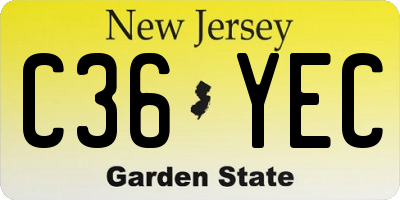 NJ license plate C36YEC