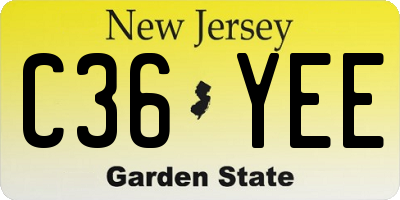 NJ license plate C36YEE