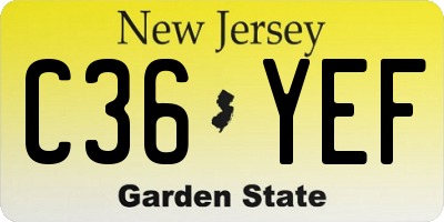 NJ license plate C36YEF