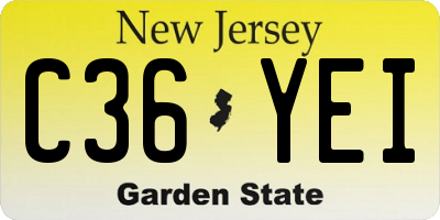 NJ license plate C36YEI