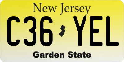 NJ license plate C36YEL
