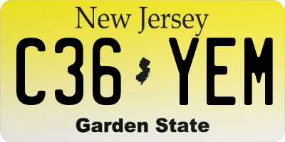 NJ license plate C36YEM