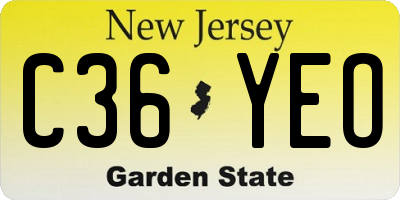 NJ license plate C36YEO