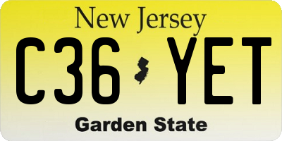 NJ license plate C36YET