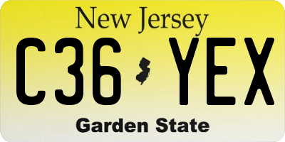 NJ license plate C36YEX