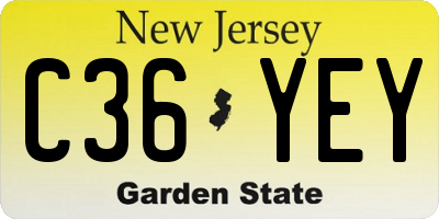 NJ license plate C36YEY
