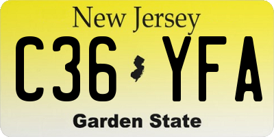 NJ license plate C36YFA