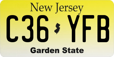 NJ license plate C36YFB