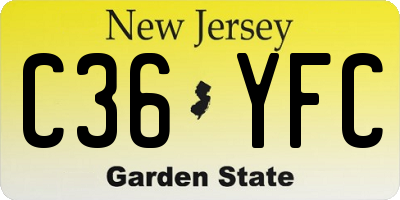 NJ license plate C36YFC